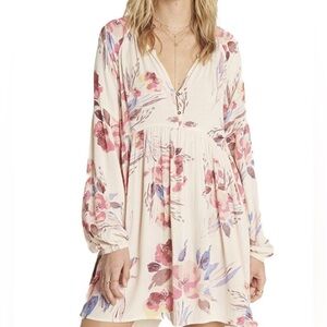 Billabong Until Tomorrow Floral Babydoll Mini Dress Size Large NWOT